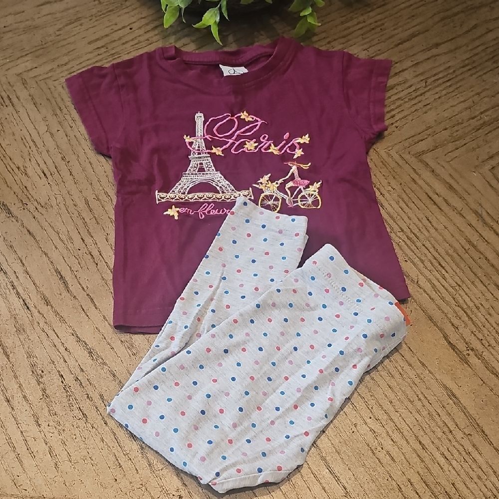Paris T Shirt And Polka Dot Legging Set 4T